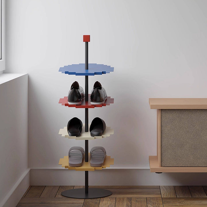 Modern Minimalist Iron Decorative Space-Saving Mosaic-Shaped Shoe Storage 4-Tier For Entryways