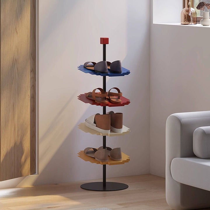 Modern Minimalist Iron Decorative Space-Saving Mosaic-Shaped Shoe Storage 4-Tier For Entryways