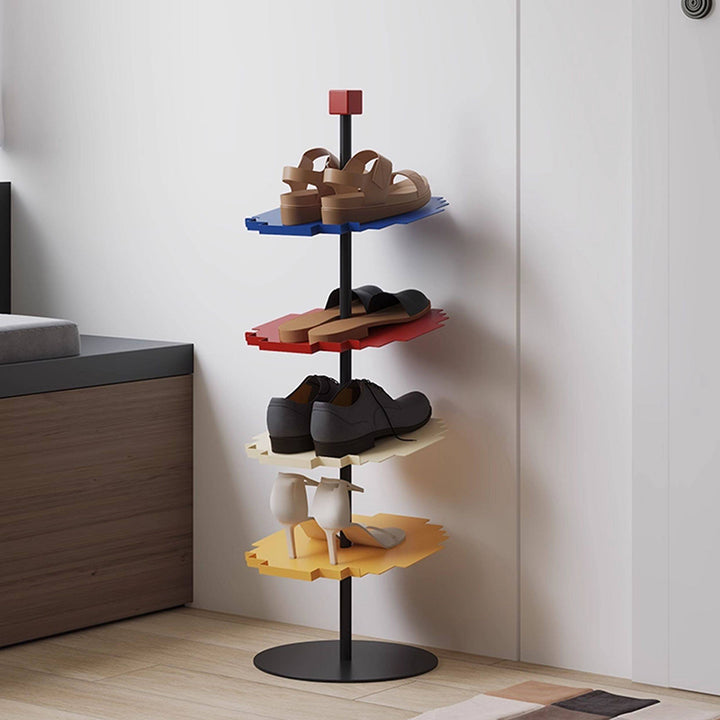 Modern Minimalist Iron Decorative Space-Saving Mosaic-Shaped Shoe Storage 4-Tier For Entryways