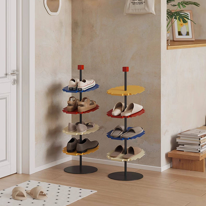 Modern Minimalist Iron Decorative Space-Saving Mosaic-Shaped Shoe Storage 4-Tier For Entryways