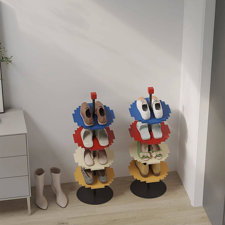 Modern Minimalist Iron Decorative Space-Saving Mosaic-Shaped Shoe Storage 4-Tier For Entryways