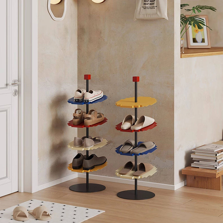 Modern Minimalist Iron Decorative Space-Saving Mosaic-Shaped Shoe Storage 4-Tier For Entryways