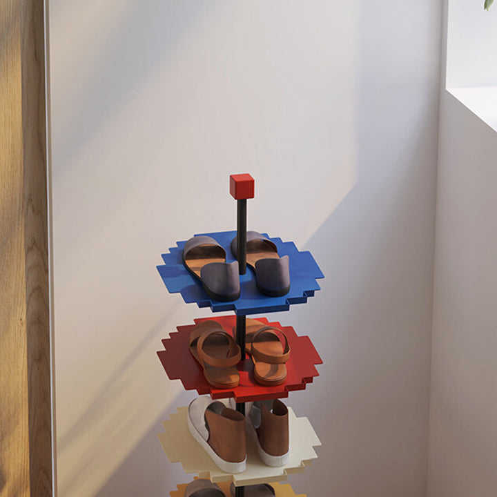 Modern Minimalist Iron Decorative Space-Saving Mosaic-Shaped Shoe Storage 4-Tier For Entryways