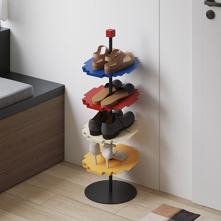 Modern Minimalist Iron Decorative Space-Saving Mosaic-Shaped Shoe Storage 4-Tier For Entryways