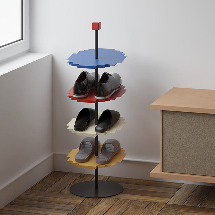 Modern Minimalist Iron Decorative Space-Saving Mosaic-Shaped Shoe Storage 4-Tier For Entryways