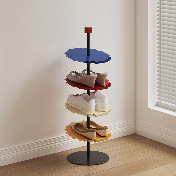 Modern Minimalist Iron Decorative Space-Saving Mosaic-Shaped Shoe Storage 4-Tier For Entryways