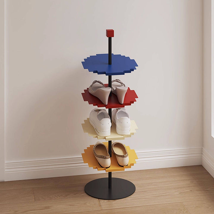 Modern Minimalist Iron Decorative Space-Saving Mosaic-Shaped Shoe Storage 4-Tier For Entryways
