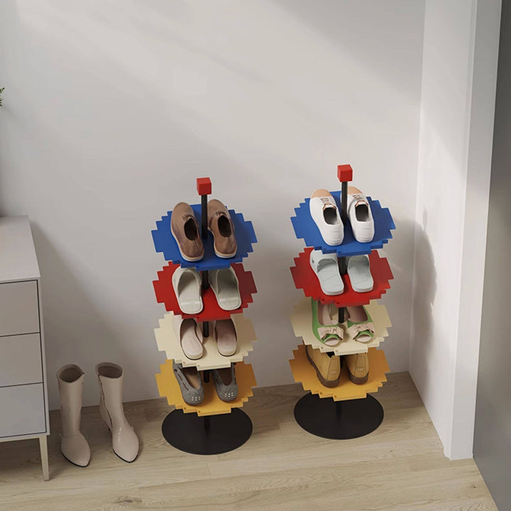 Modern Minimalist Iron Decorative Space-Saving Mosaic-Shaped Shoe Storage 4-Tier For Entryways