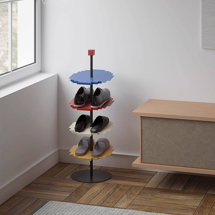 Modern Minimalist Iron Decorative Space-Saving Mosaic-Shaped Shoe Storage 4-Tier For Entryways