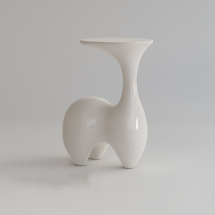Modern Art Deco Fiberglass Rabbit-Shaped Decorative Side Table 1-Tier For Living Room