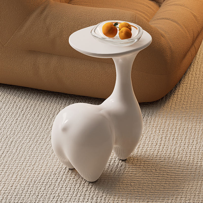 Modern Art Deco Fiberglass Rabbit-Shaped Decorative Side Table 1-Tier For Living Room