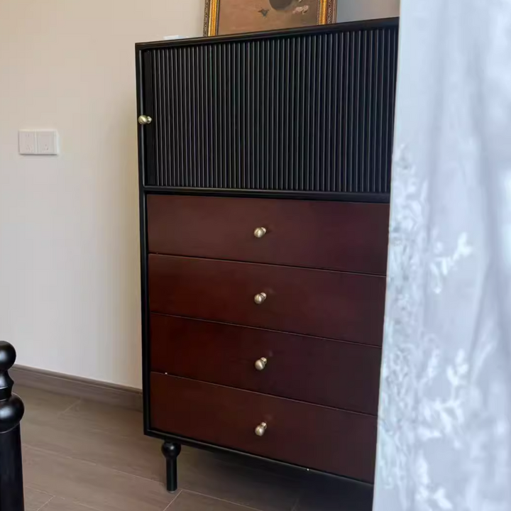 Traditional Vintage Solid Wood Rectangular Storage Cabinet With 4 Drawers For Bedroom &amp; Living Room