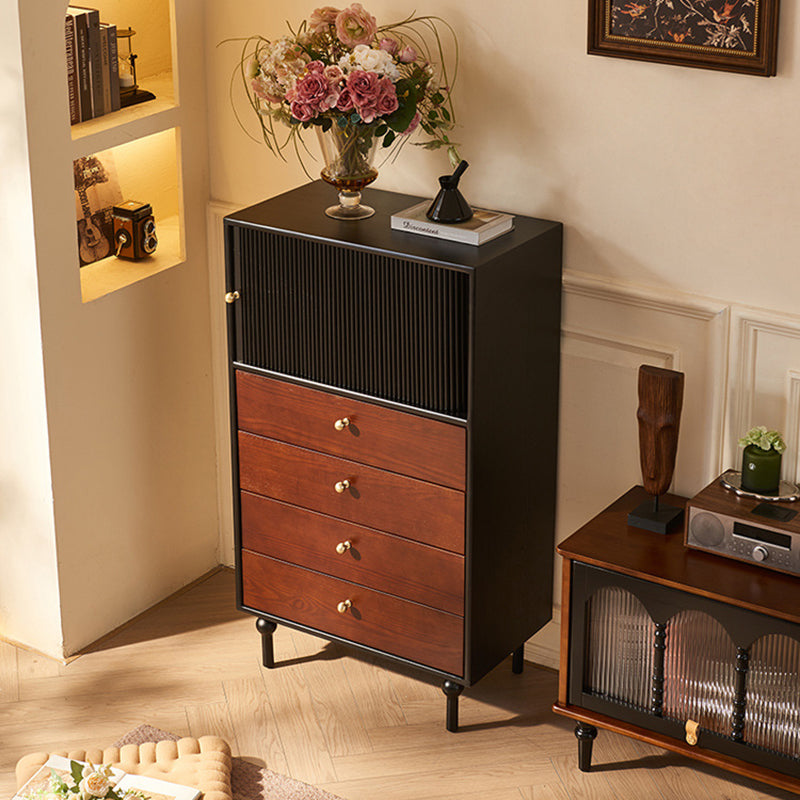 Traditional Vintage Solid Wood Rectangular Storage Cabinet With 4 Drawers For Bedroom &amp; Living Room