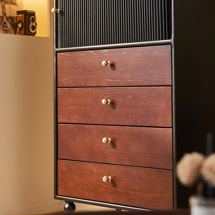 Traditional Vintage Solid Wood Rectangular Storage Cabinet With 4 Drawers For Bedroom &amp; Living Room