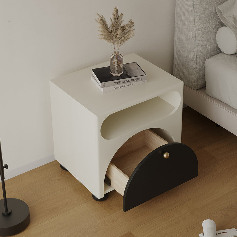 Contemporary Nordic Pine Wood Cube Nightstand 1-Drawer Dice Design For Bedroom