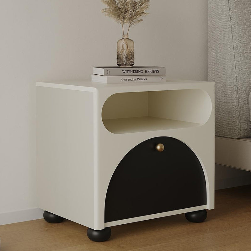 Contemporary Nordic Pine Wood Cube Nightstand 1-Drawer Dice Design For Bedroom