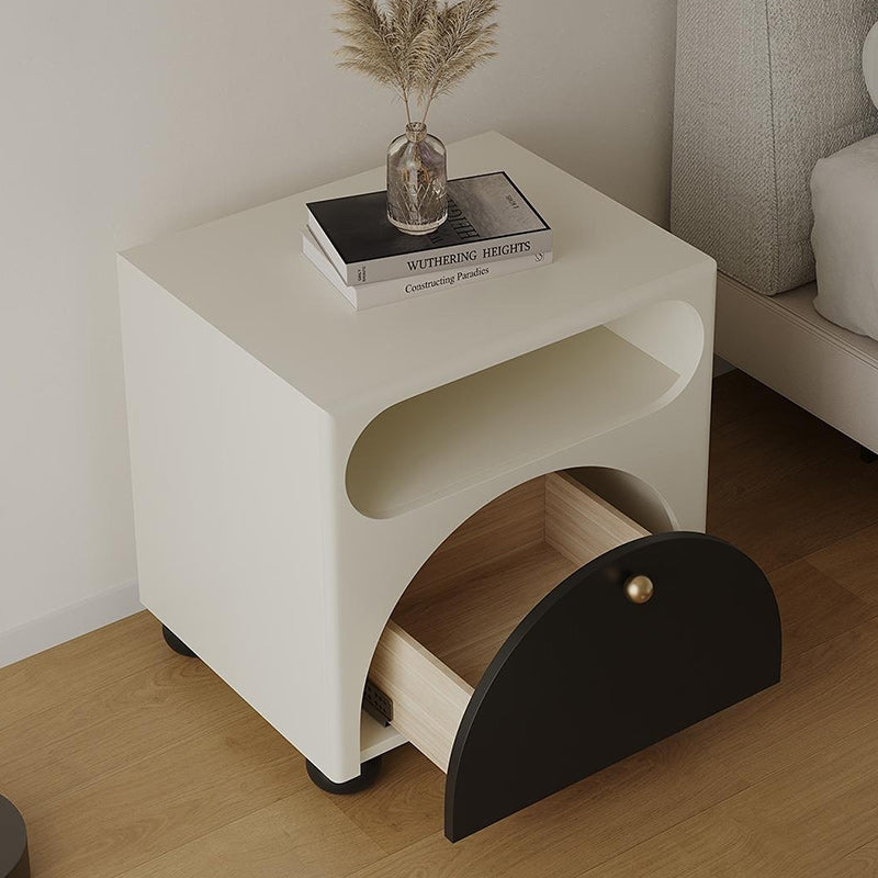 Contemporary Nordic Pine Wood Cube Nightstand 1-Drawer Dice Design For Bedroom