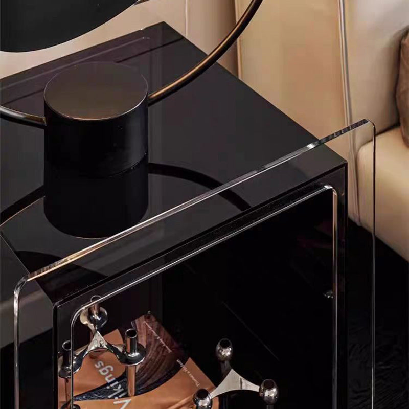 Modern Minimalist Acrylic Cube Side Table With Wheels For Bedroom &amp; Living Room