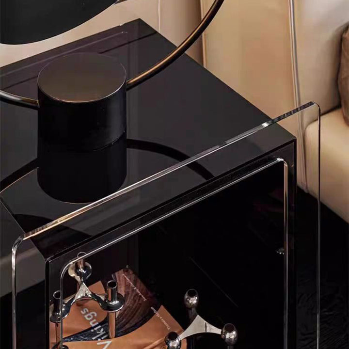 Modern Minimalist Acrylic Cube Side Table With Wheels For Bedroom &amp; Living Room