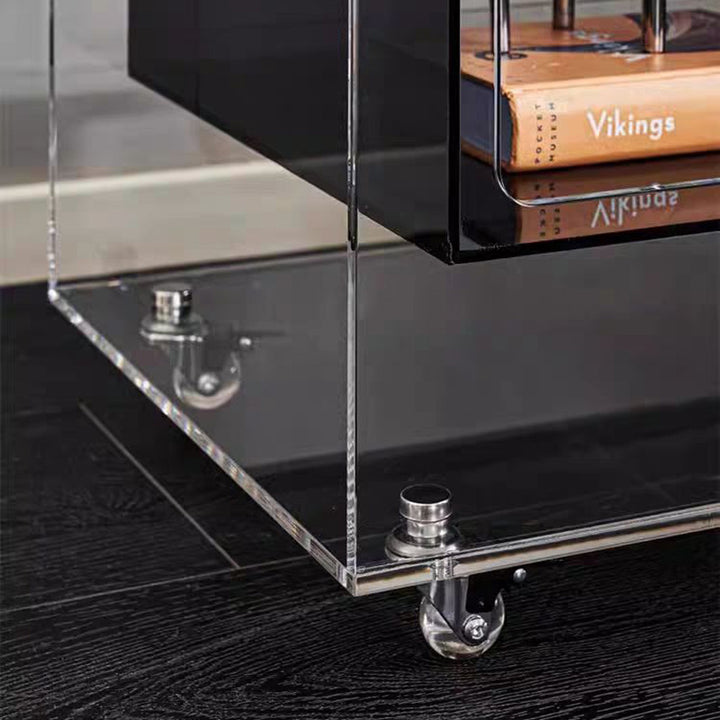 Modern Minimalist Acrylic Cube Side Table With Wheels For Bedroom &amp; Living Room