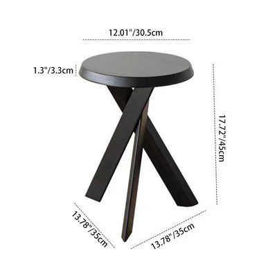 Contemporary Nordic Solid Wood Round Side Table With Cross Base For Living Room