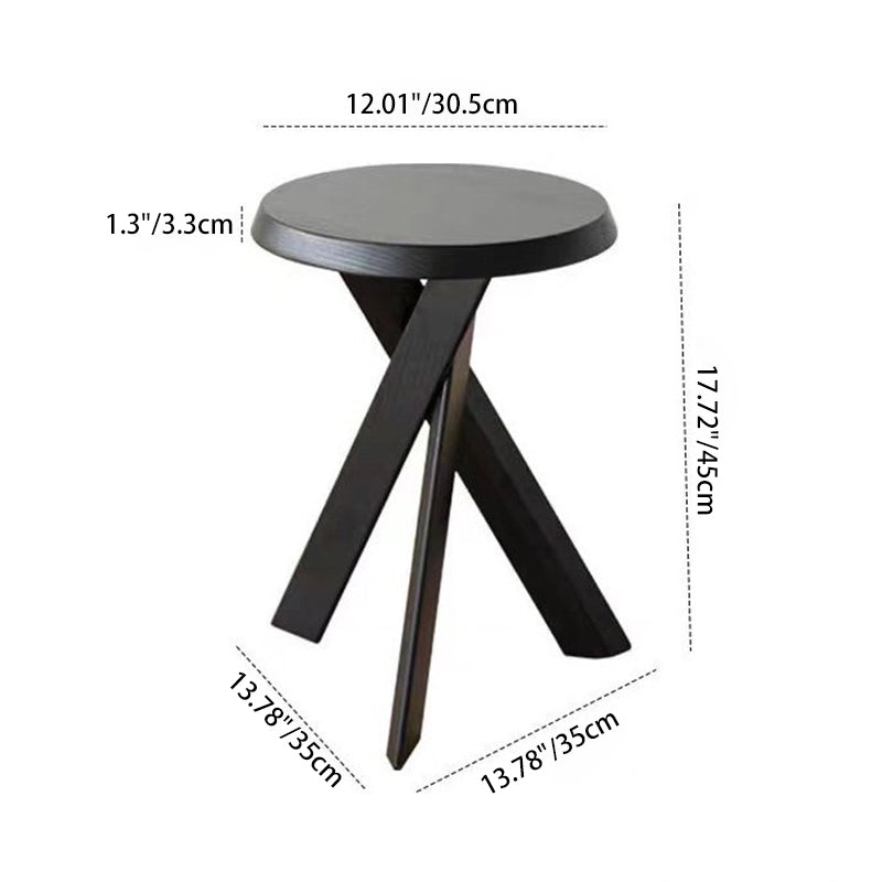 Contemporary Nordic Solid Wood Round Side Table With Cross Base For Living Room