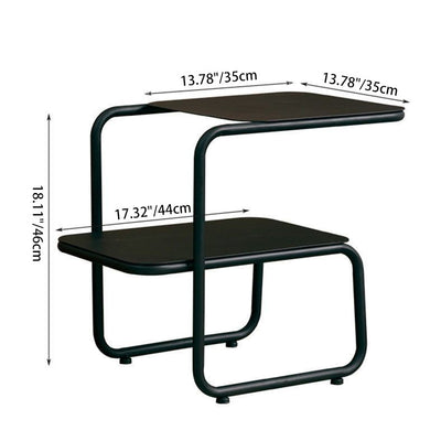 Mesa Auxiliar Rectangular de Hierro Minimalista Moderna con Almacenamiento de 2 Niveles para Dormitorio y Sala de Estar 