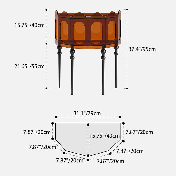 Armoire d'entrée hexagonale traditionnelle vintage en acrylique et acier au carbone pour salon, entrées 