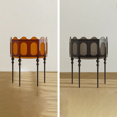 伝統的なビンテージアクリル & カーボンスチール六角形の玄関キャビネット、リビングルームや玄関に最適 