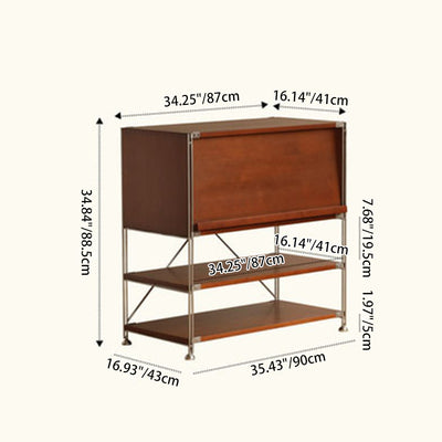 Modern Mid-Century Wooden And Stainless Steel Rectangular Side Table 1-Cabinet For Living Room