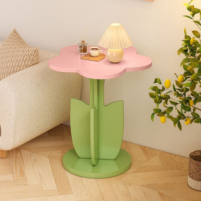 Contemporary Creative Plank Floral Side Table For Living Room