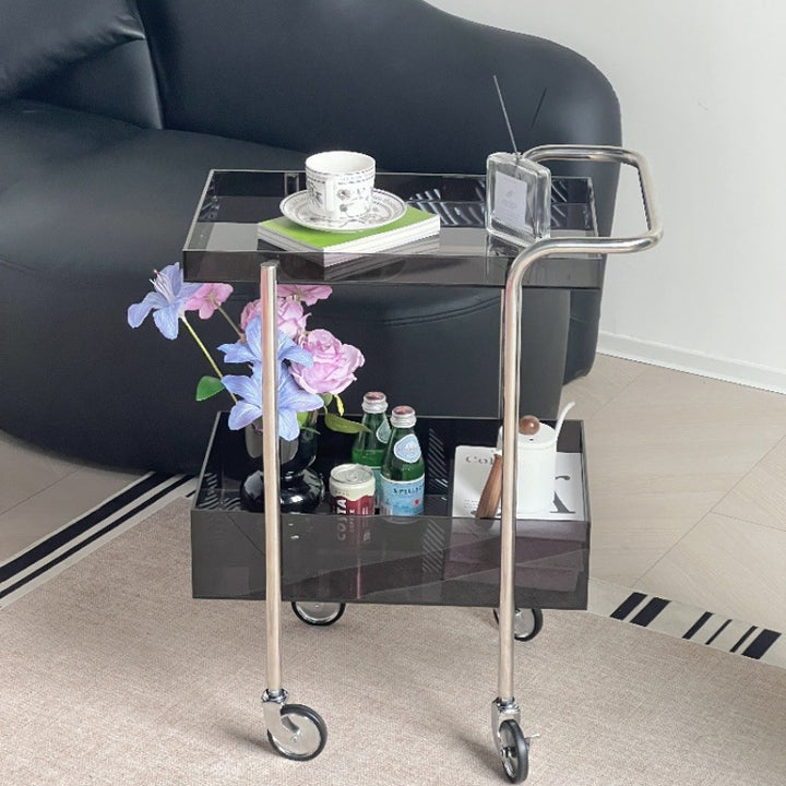 Modern Minimalist Acrylic Metal Rectangular Side Table 2-Tier For Living Room And Bedroom