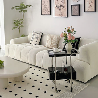 Modern Minimalist Acrylic Metal Rectangular Side Table 2-Tier For Living Room And Bedroom