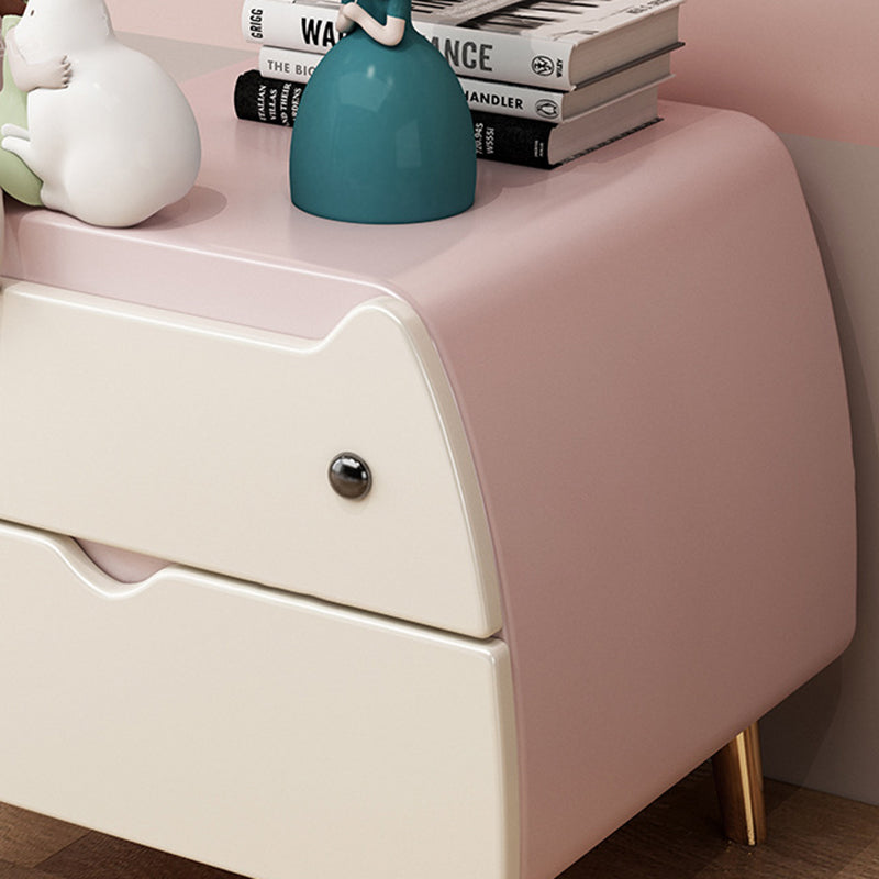 Contemporary Creative Microfiber Leather, Wood & Carbon Steel Cat-Shaped Nightstand With 2-Drawer For Kids&