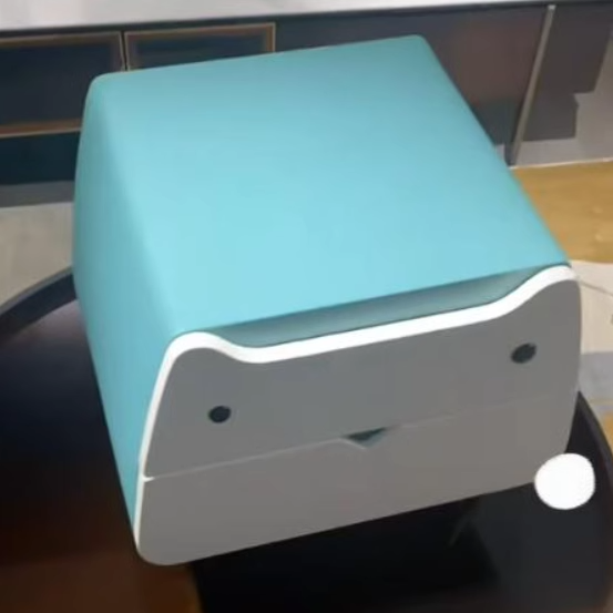 Contemporary Creative Microfiber Leather, Wood & Carbon Steel Cat-Shaped Nightstand With 2-Drawer For Kids&