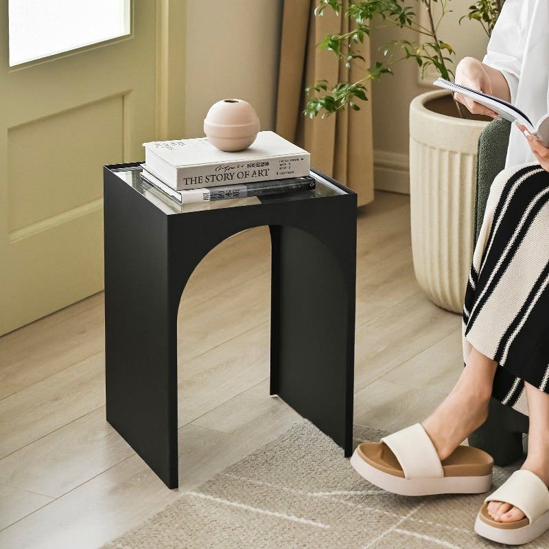 Modern Minimalist Iron & Acrylic Rectangular Arch Side Table For Living Room & Bedroom