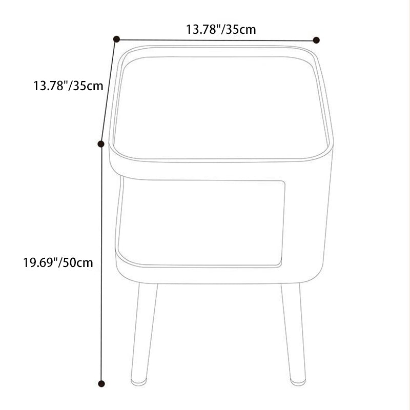 Modern Minimalist Carbon Steel Square 2-Tier Nightstand For Bedroom & Living Room