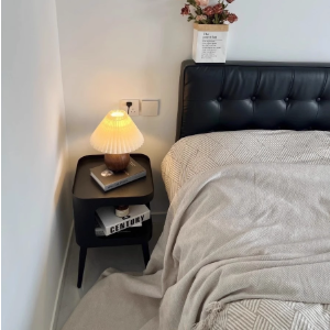 Modern Minimalist Carbon Steel Square 2-Tier Nightstand For Bedroom & Living Room