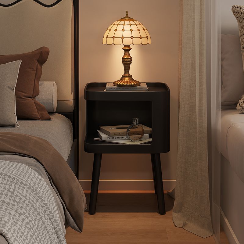 Modern Minimalist Carbon Steel Square 2-Tier Nightstand For Bedroom & Living Room