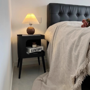 Modern Minimalist Carbon Steel Square 2-Tier Nightstand For Bedroom & Living Room
