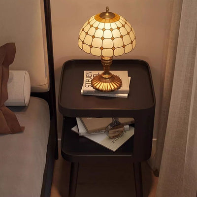 Modern Minimalist Carbon Steel Square 2-Tier Nightstand For Bedroom & Living Room