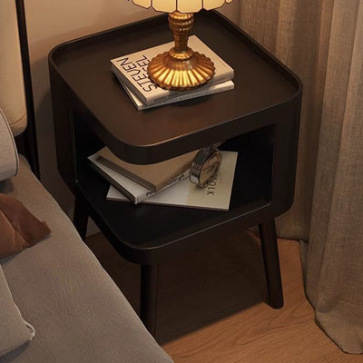 Modern Minimalist Carbon Steel Square 2-Tier Nightstand For Bedroom & Living Room