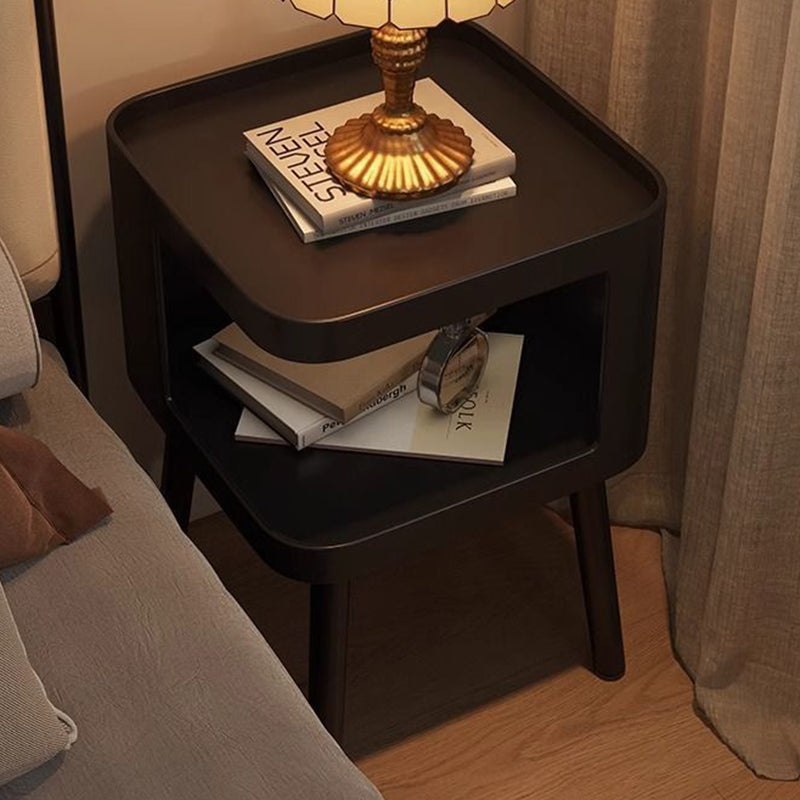 Modern Minimalist Carbon Steel Square 2-Tier Nightstand For Bedroom & Living Room