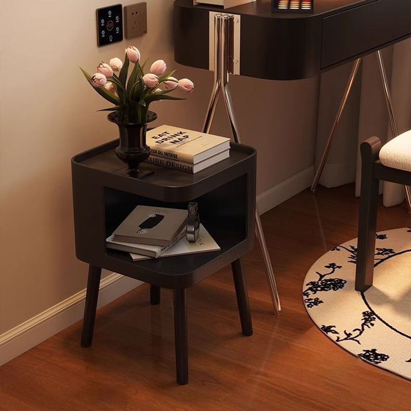 Modern Minimalist Carbon Steel Square 2-Tier Nightstand For Bedroom & Living Room