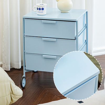 Contemporary Nordic Iron & ABS Rectangular Movable Side Table 3-Drawer For Bedroom & Living Room
