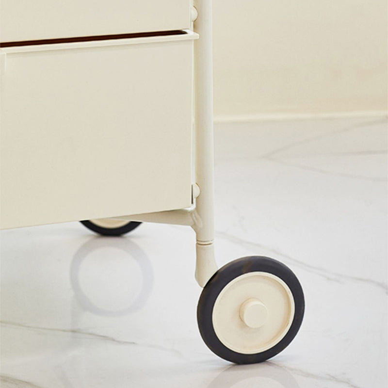 Contemporary Nordic Iron & ABS Rectangular Movable Side Table 3-Drawer For Bedroom & Living Room