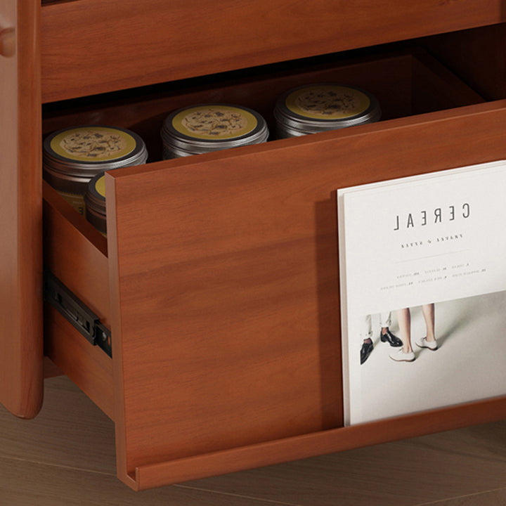 Traditional Vintage Wood, Rock Slab &amp; Stainless Steel Rectangular Nightstand With 2-Drawer For Bedroom