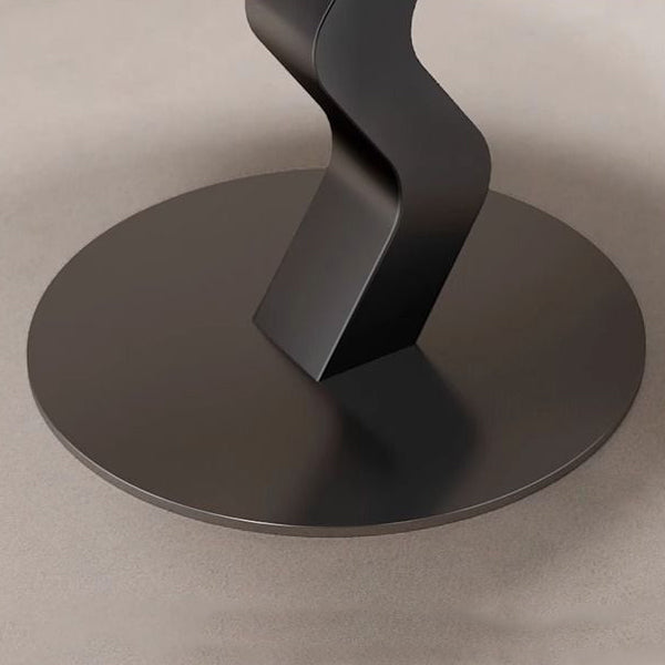 Modern Minimalist Iron Rock Slab Round Top Wave Base Side Table Durable For Living Room Bedroom