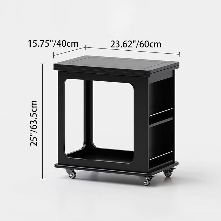 Table d'appoint rectangulaire en bois vintage traditionnel avec plateau pliable extensible et roues pour salon chambre 