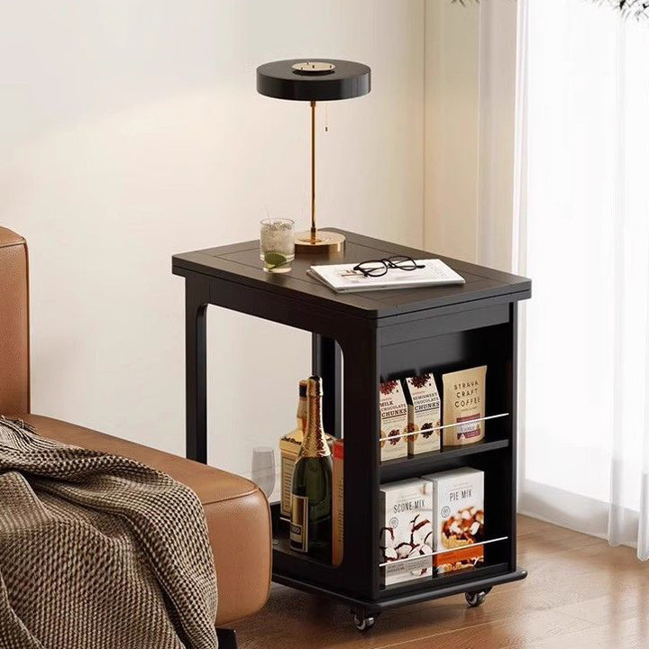 Table d'appoint rectangulaire en bois vintage traditionnel avec plateau pliable extensible et roues pour salon chambre 